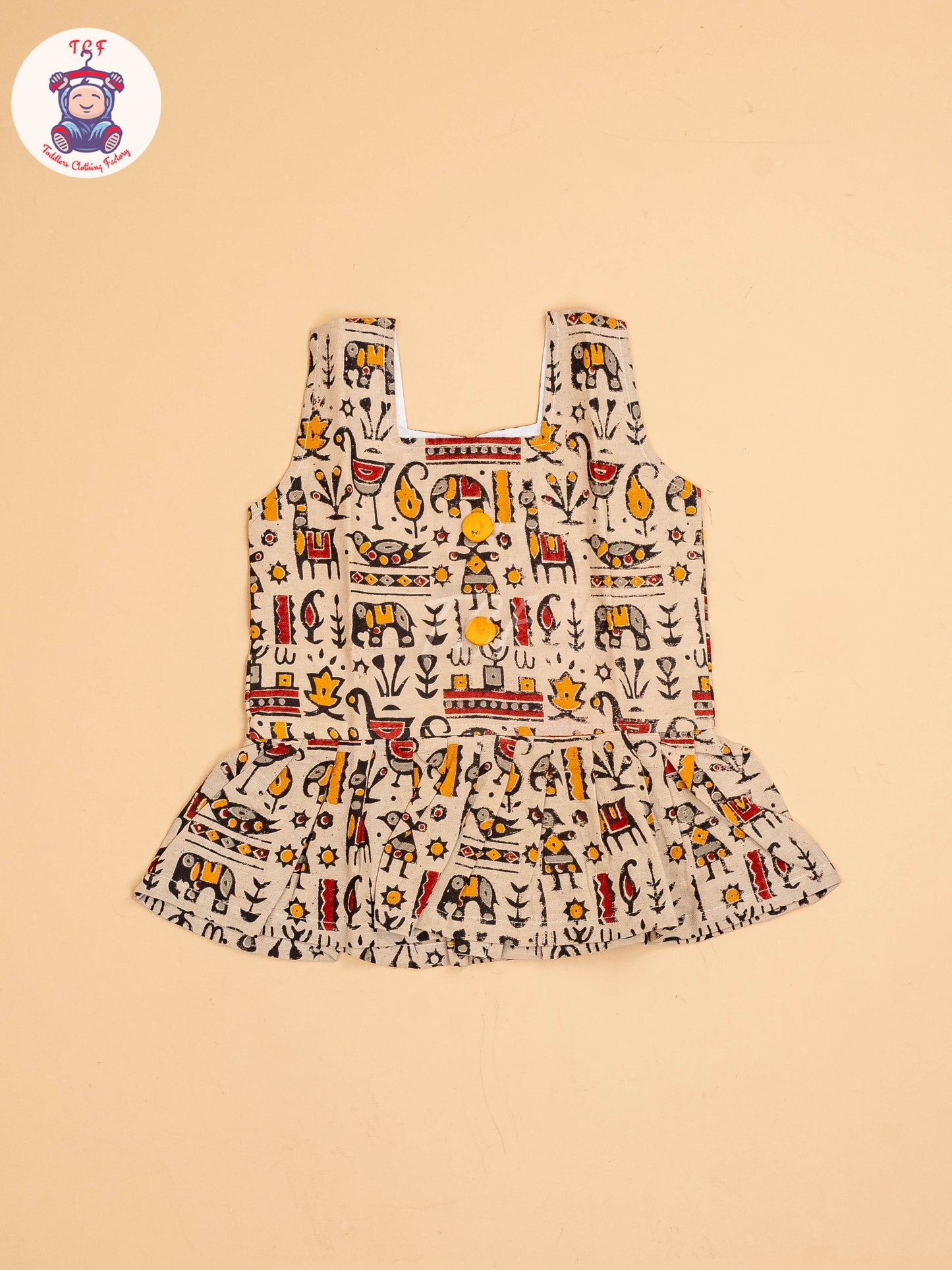 Cream - Girls Readymade Printed Kalamakari Sets