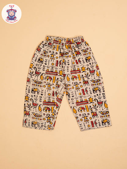 Cream - Girls Readymade Printed Kalamakari Sets