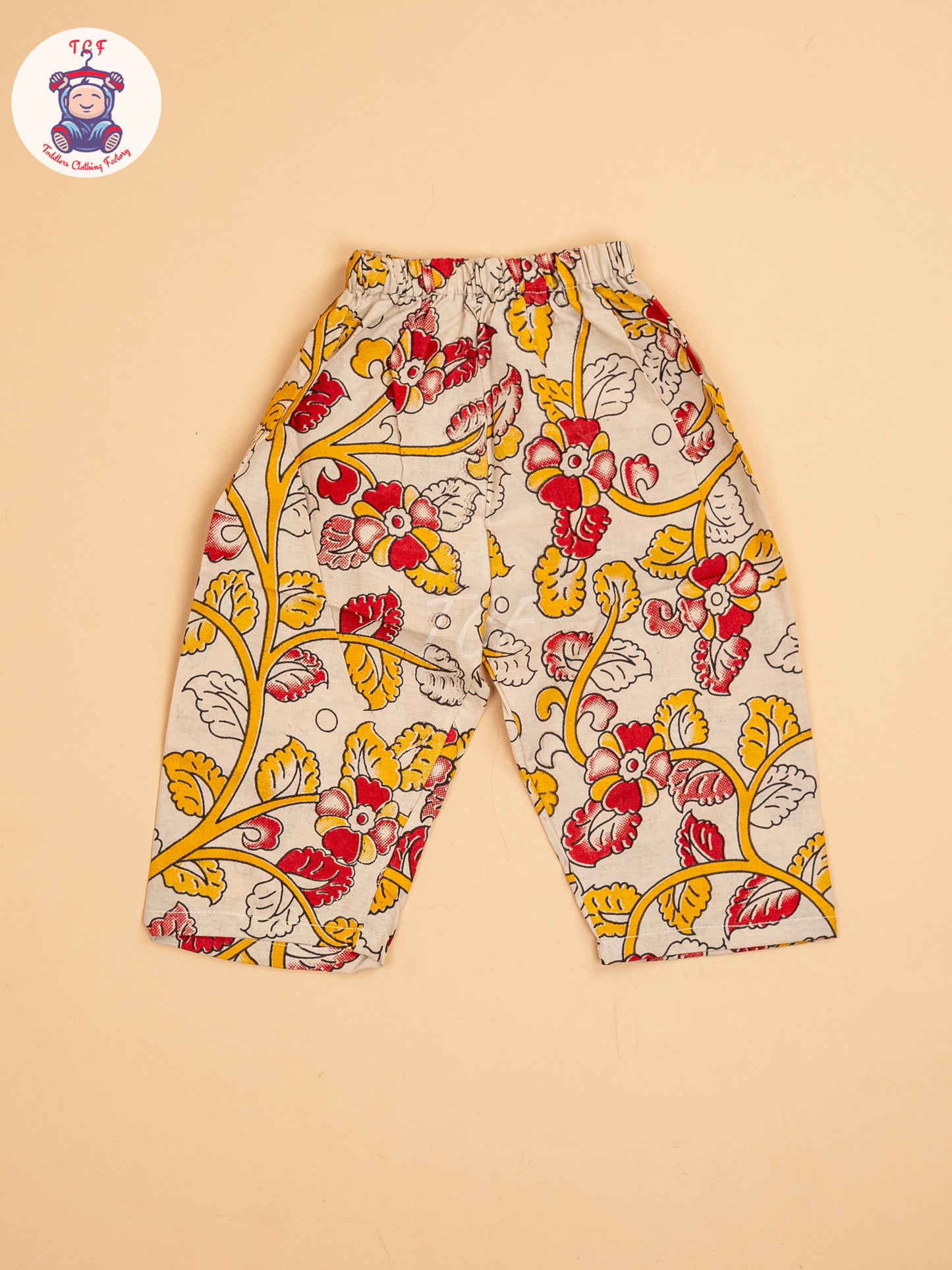 Cream - Girls Readymade Floral Printed Kalamakari Sets