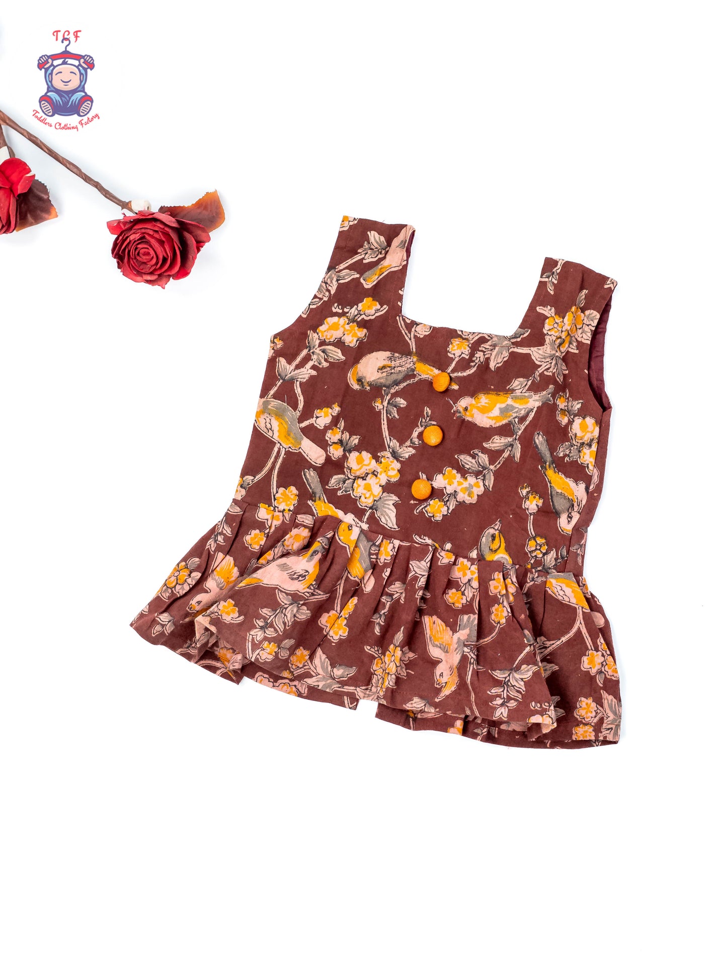 Maroon - Girls Readymade Birds Printed Kalamakari Sets