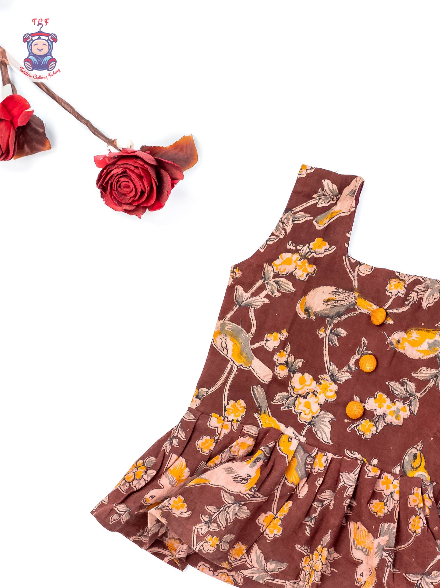 Maroon - Girls Readymade Birds Printed Kalamakari Sets