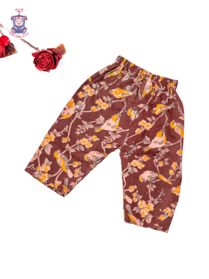 Maroon - Girls Readymade Birds Printed Kalamakari Sets