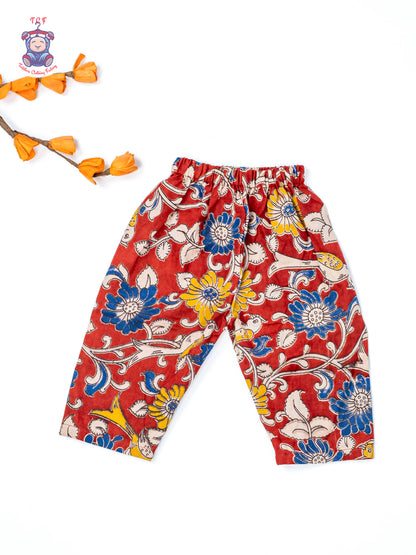 Maroon - Girls Readymade Floral Printed Kalamakari Sets