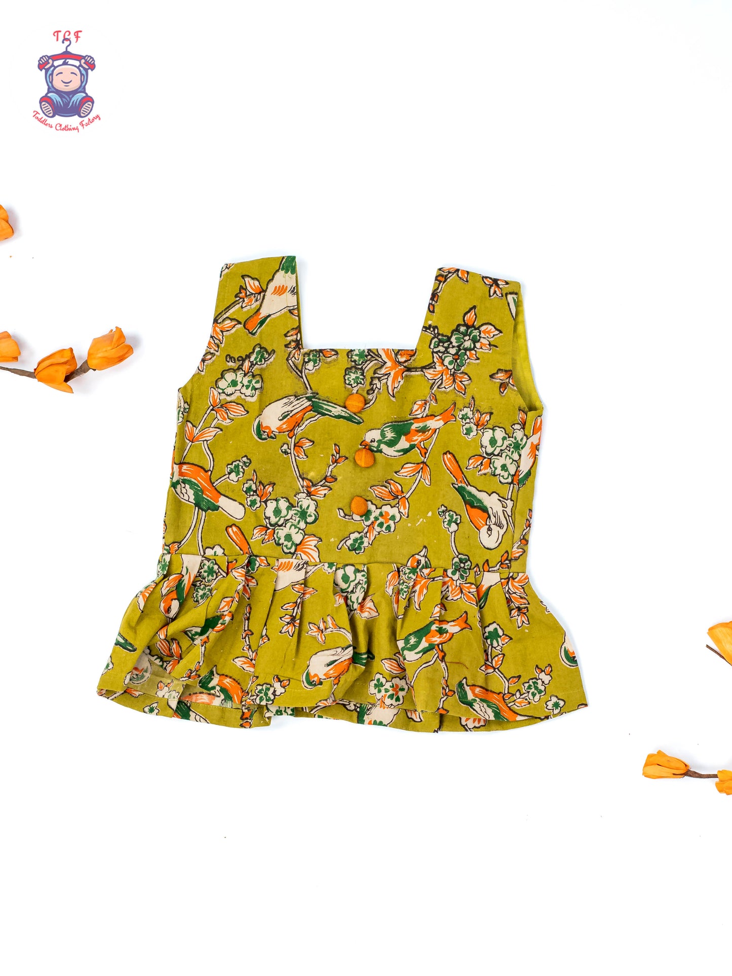 Green - Girls Readymade Birds Printed Kalamakari Sets