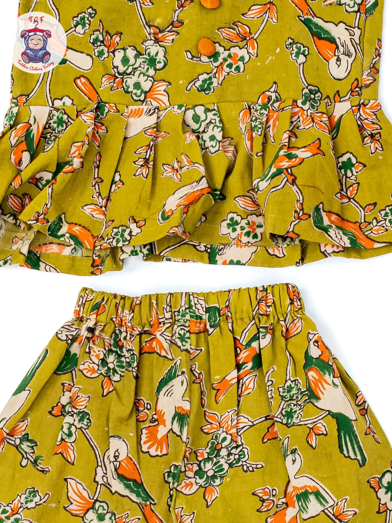 Green - Girls Readymade Birds Printed Kalamakari Sets