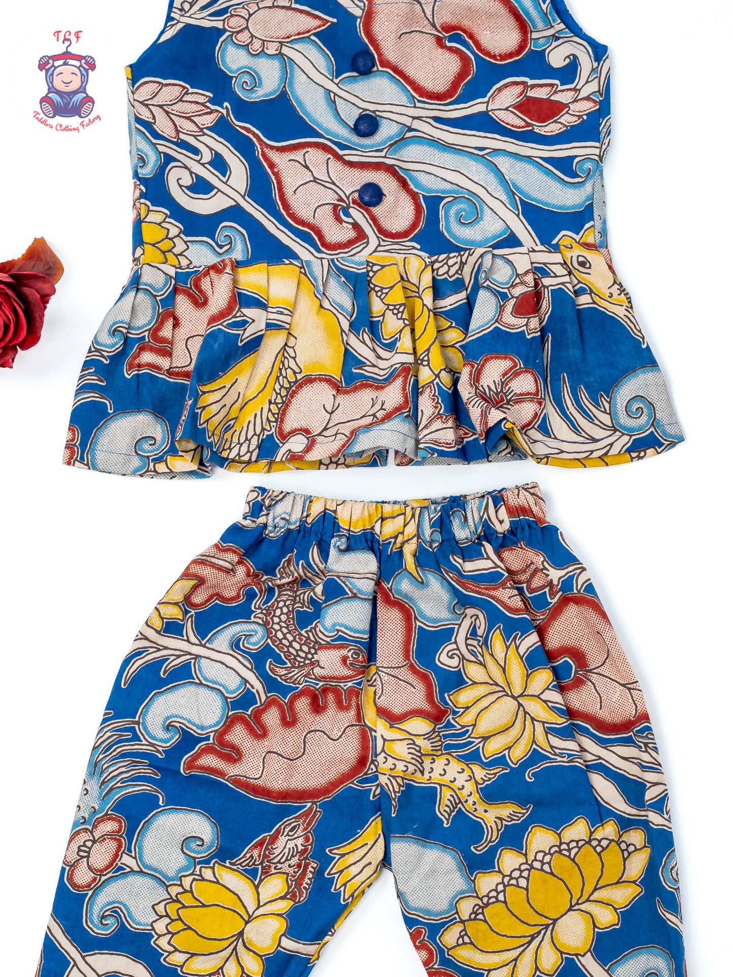 Blue - Girls Readymade Floral Printed Kalamakari Sets