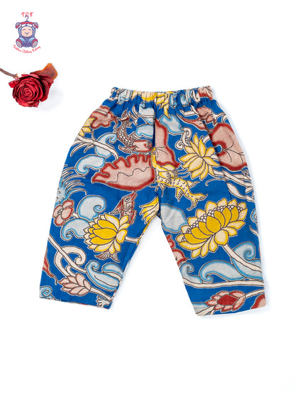 Blue - Girls Readymade Floral Printed Kalamakari Sets