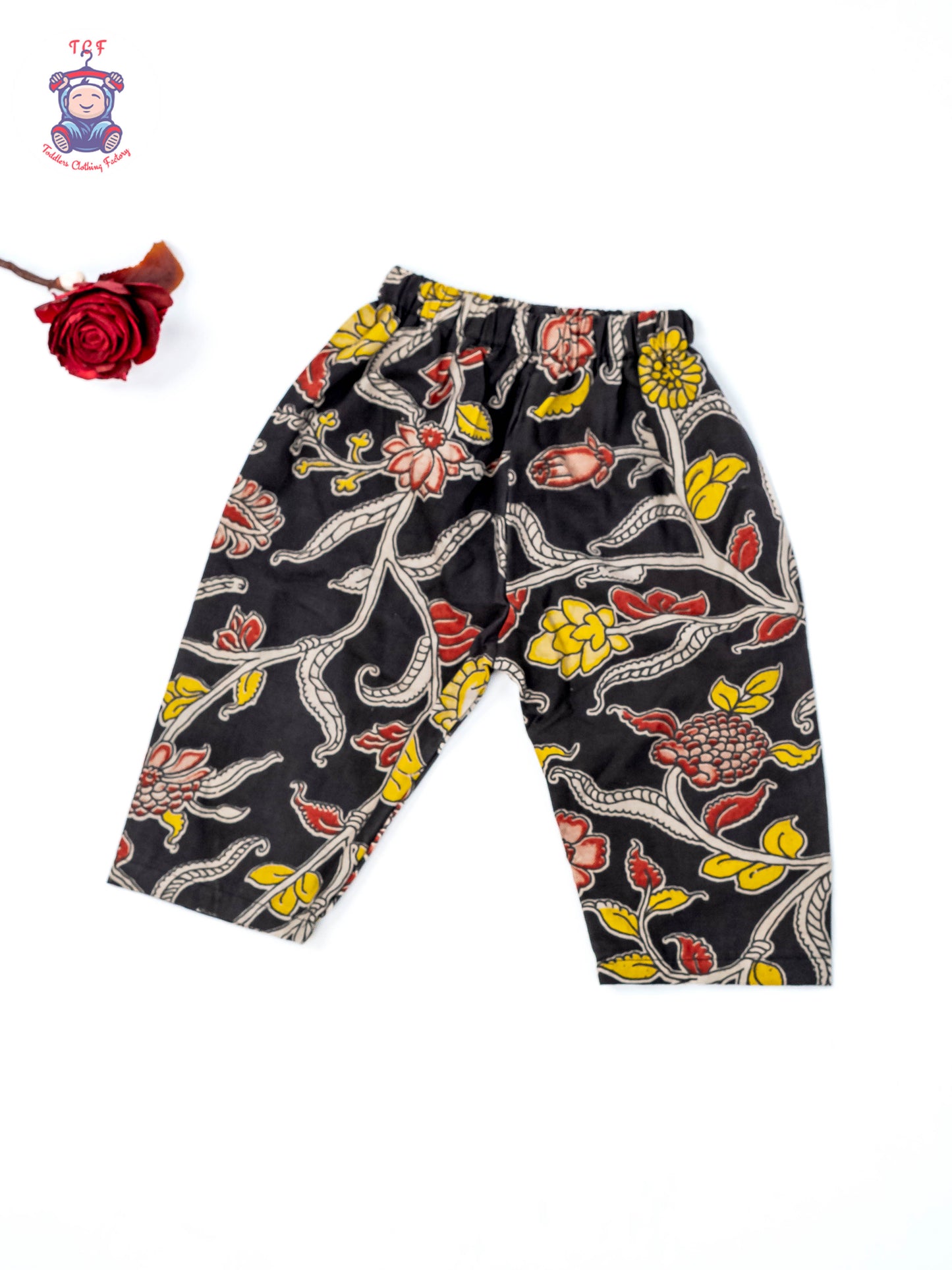 Black - Girls Readymade Floral Printed Kalamakari Sets