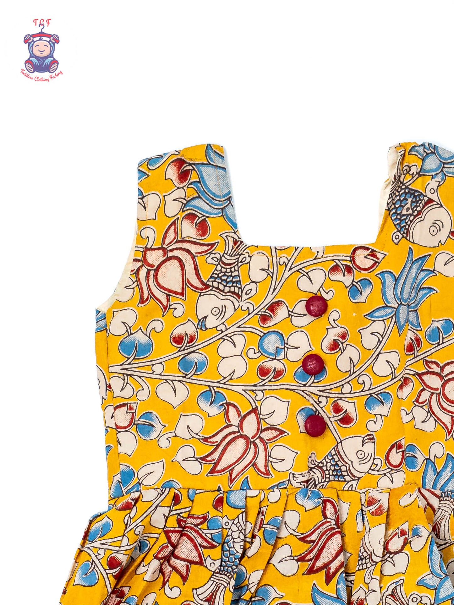 Mustard - Girls Readymade Floral Printed Kalamakari Sets