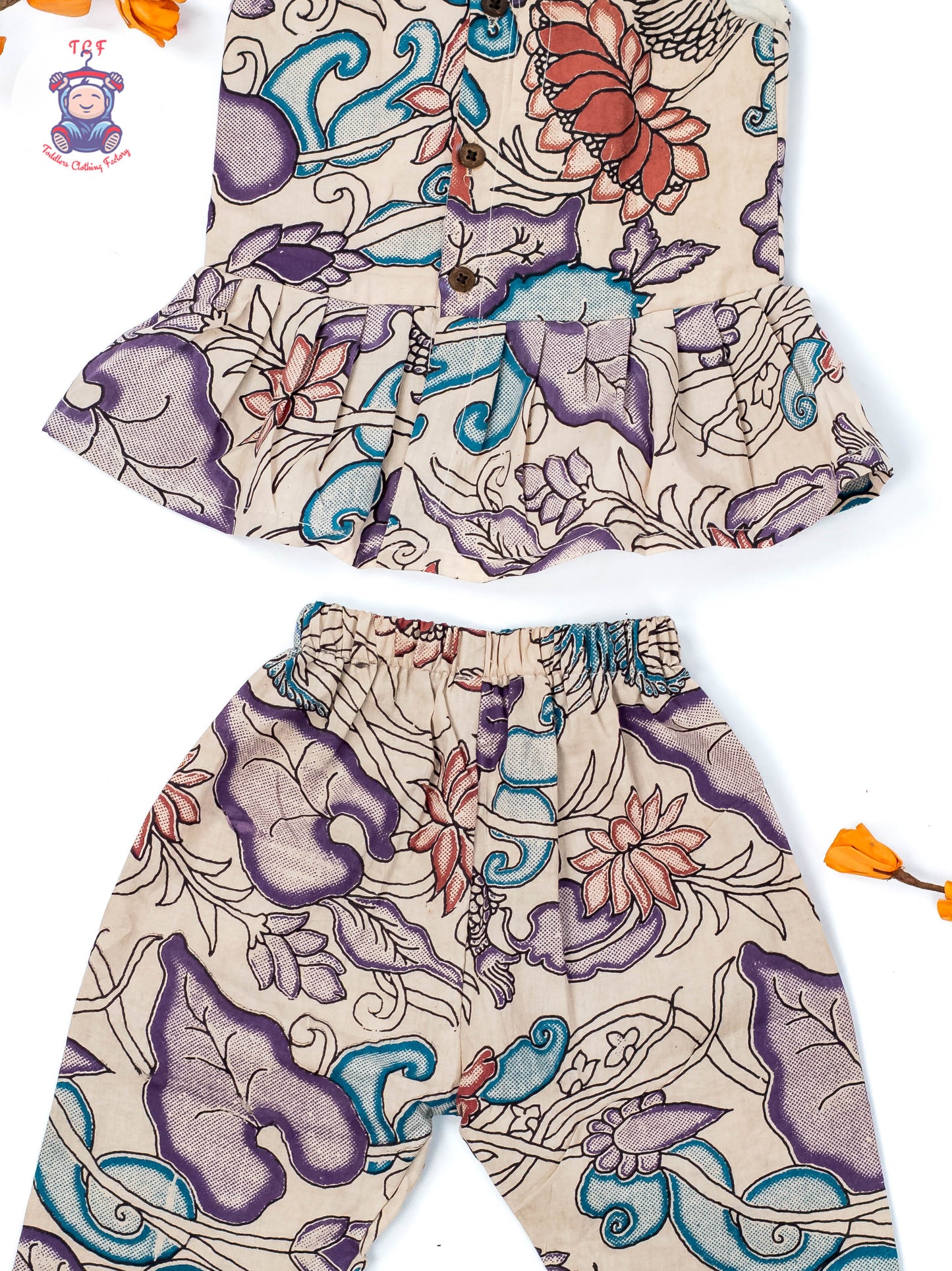 Half White - Girls Readymade Floral Printed Kalamakari Sets