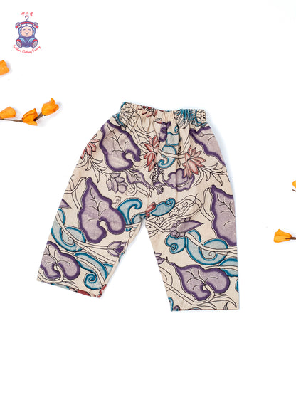 Half White - Girls Readymade Floral Printed Kalamakari Sets