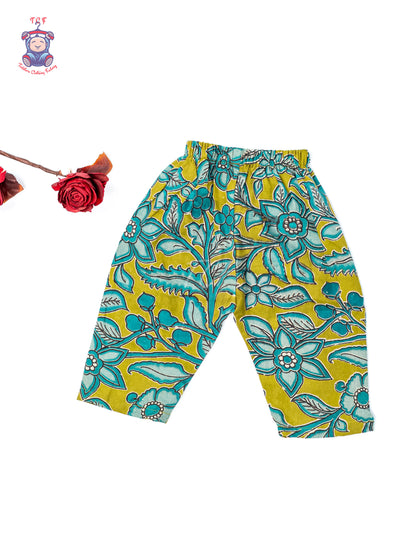 Green - Girls Readymade Floral Printed Kalamakari Sets