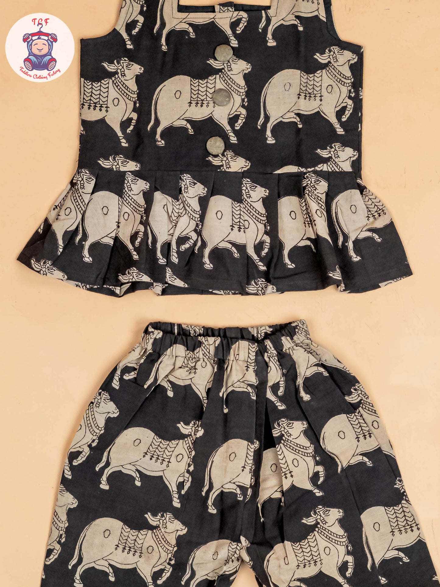 Black - Girls Readymade Printed Kalamakari Sets