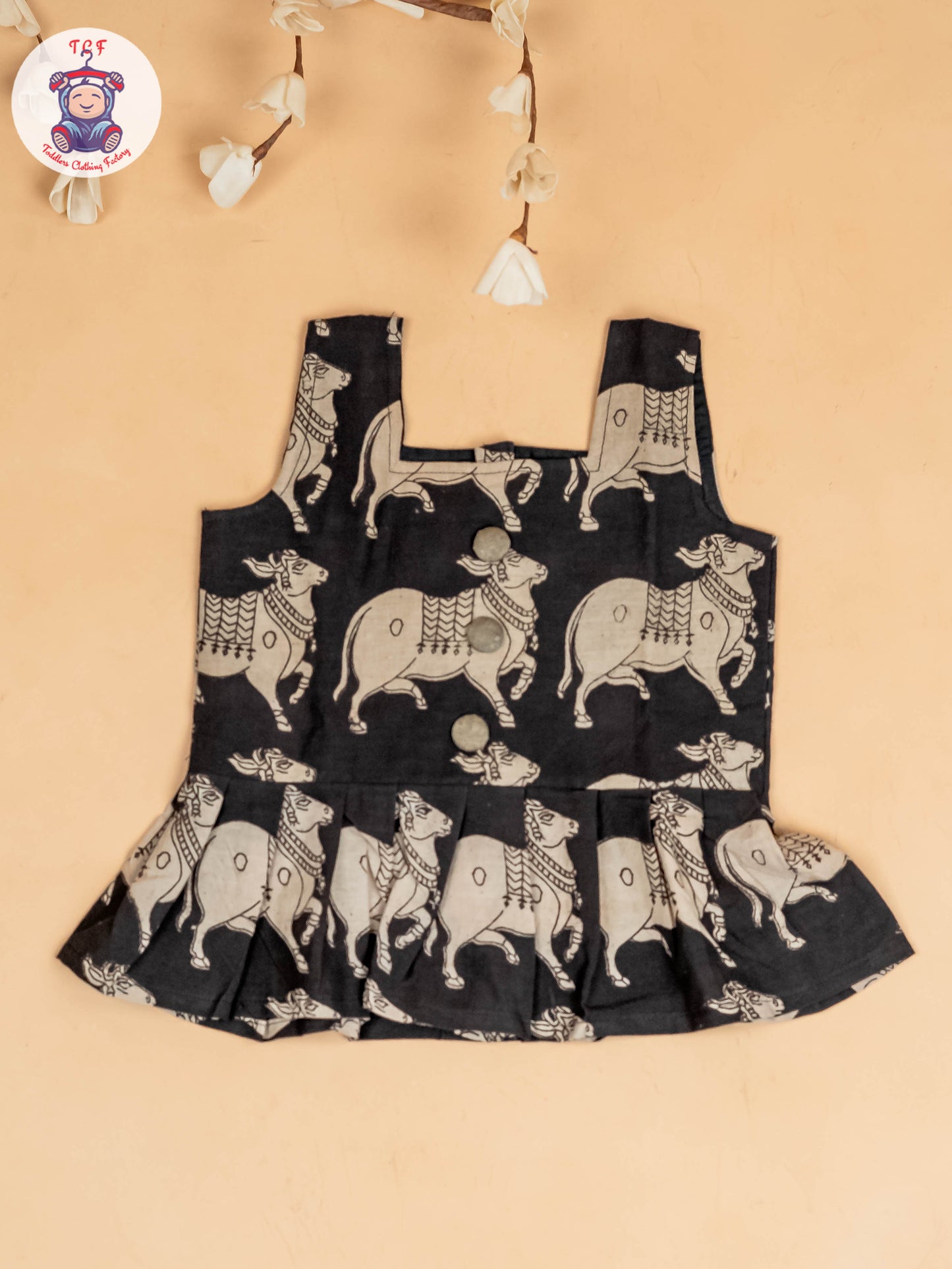 Black - Girls Readymade Printed Kalamakari Sets