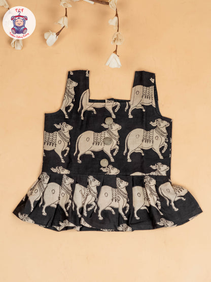 Black - Girls Readymade Printed Kalamakari Sets