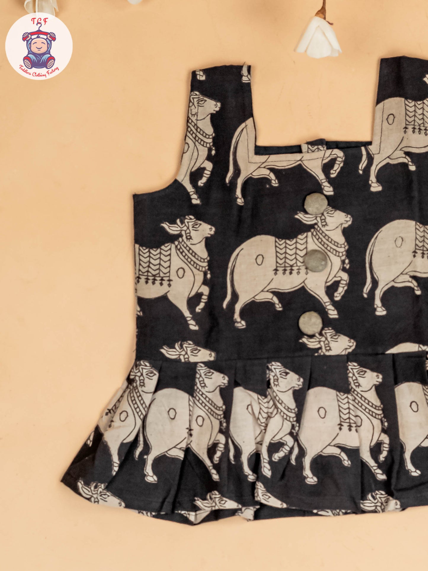Black - Girls Readymade Printed Kalamakari Sets
