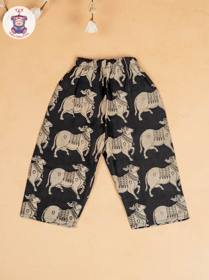 Black - Girls Readymade Printed Kalamakari Sets