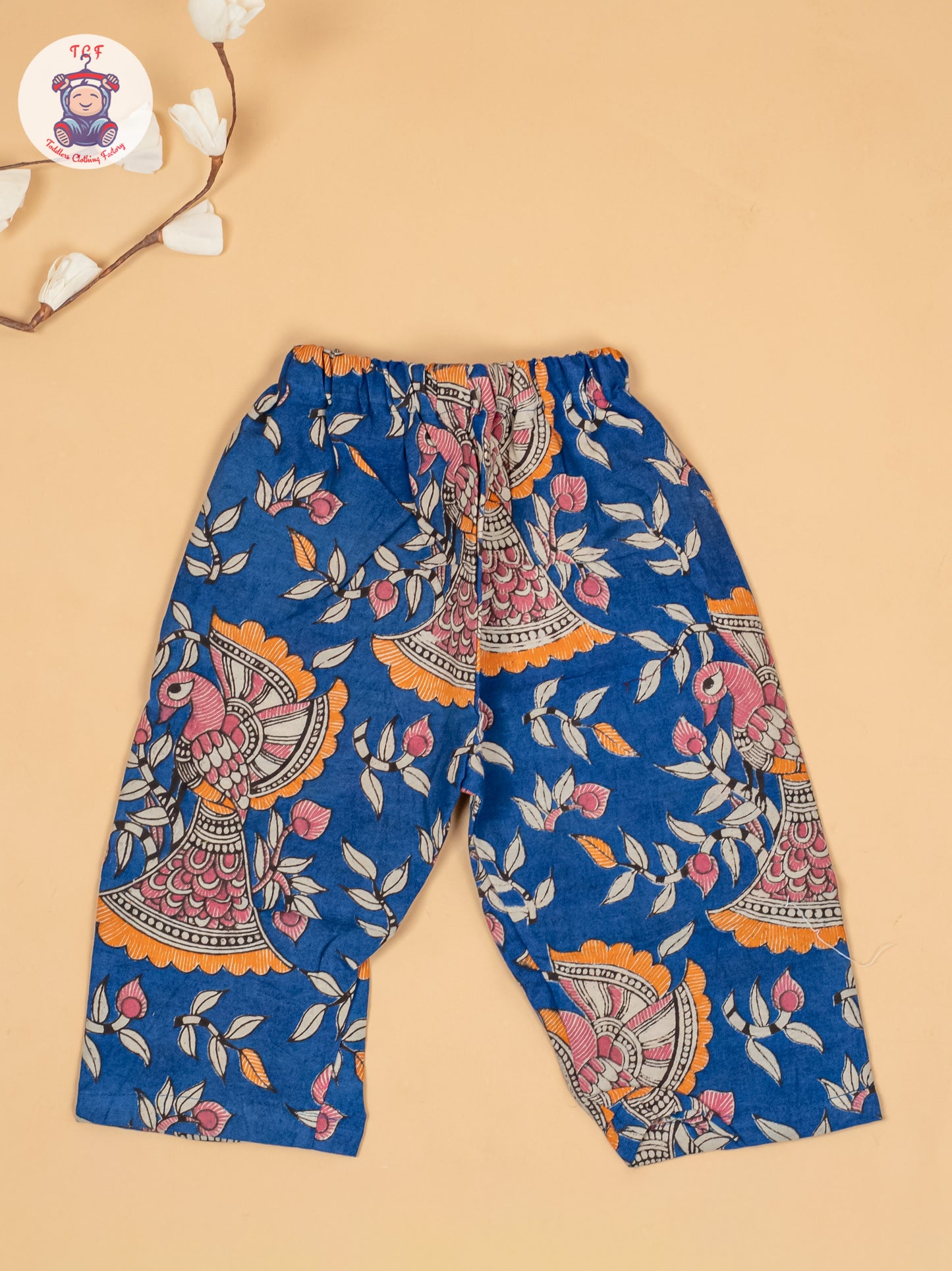 Blue - Girls Floral Printed Kalamkari Co-ords Sets