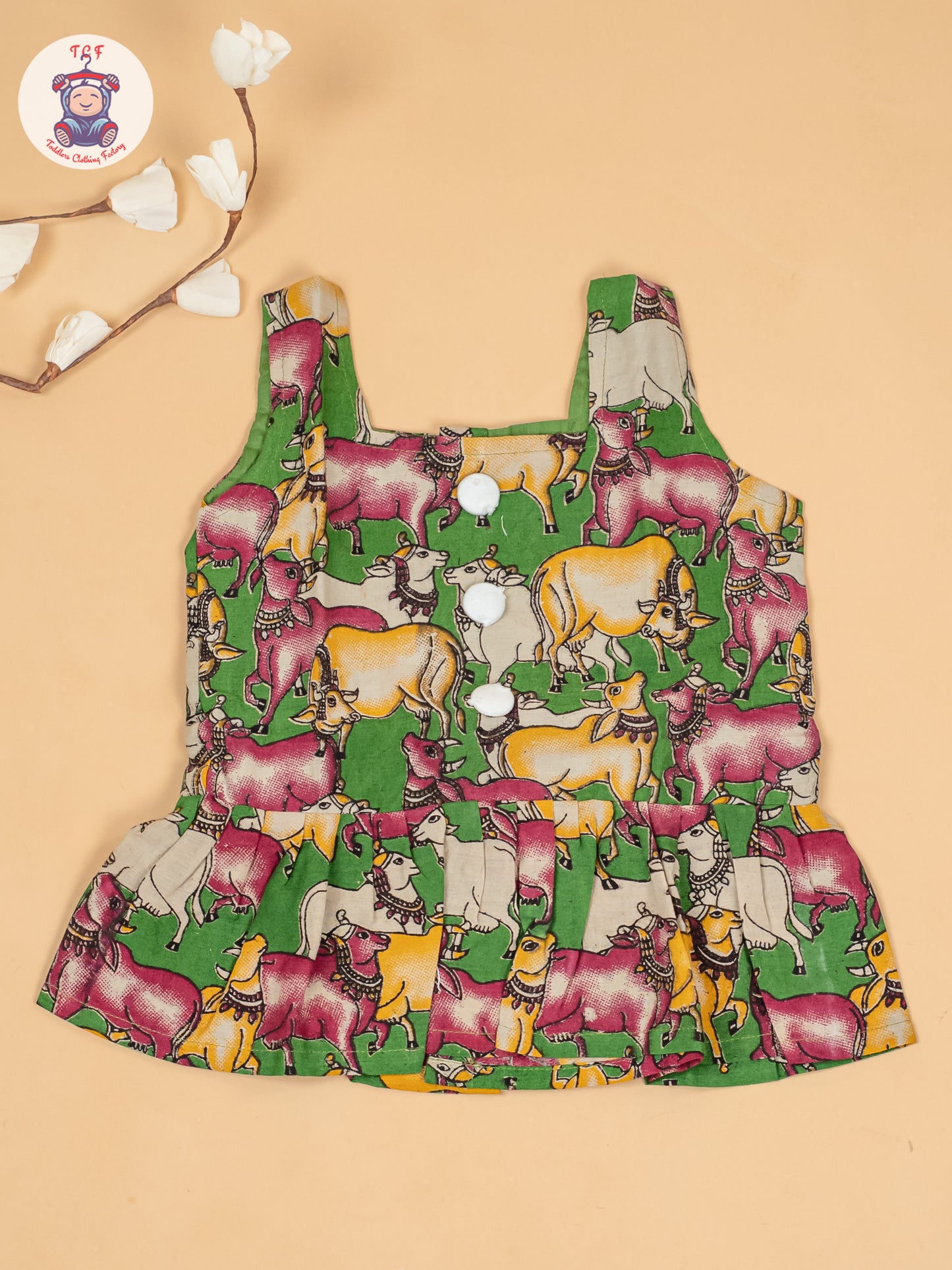 Green - Girls Pichwai Printed Kalamkari Co-ords Sets