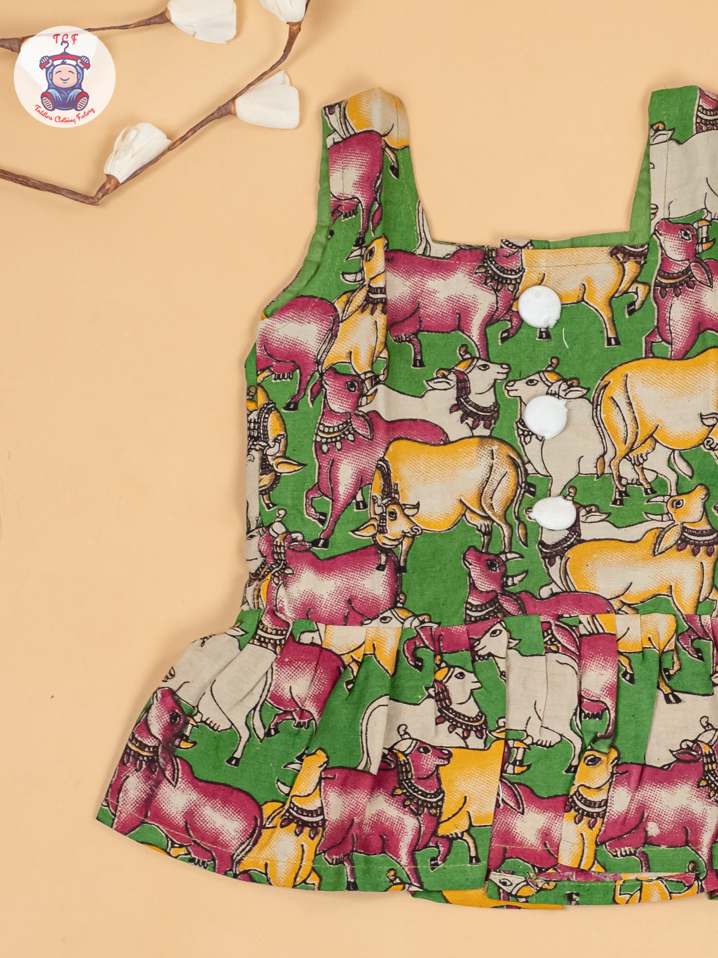 Green - Girls Pichwai Printed Kalamkari Co-ords Sets