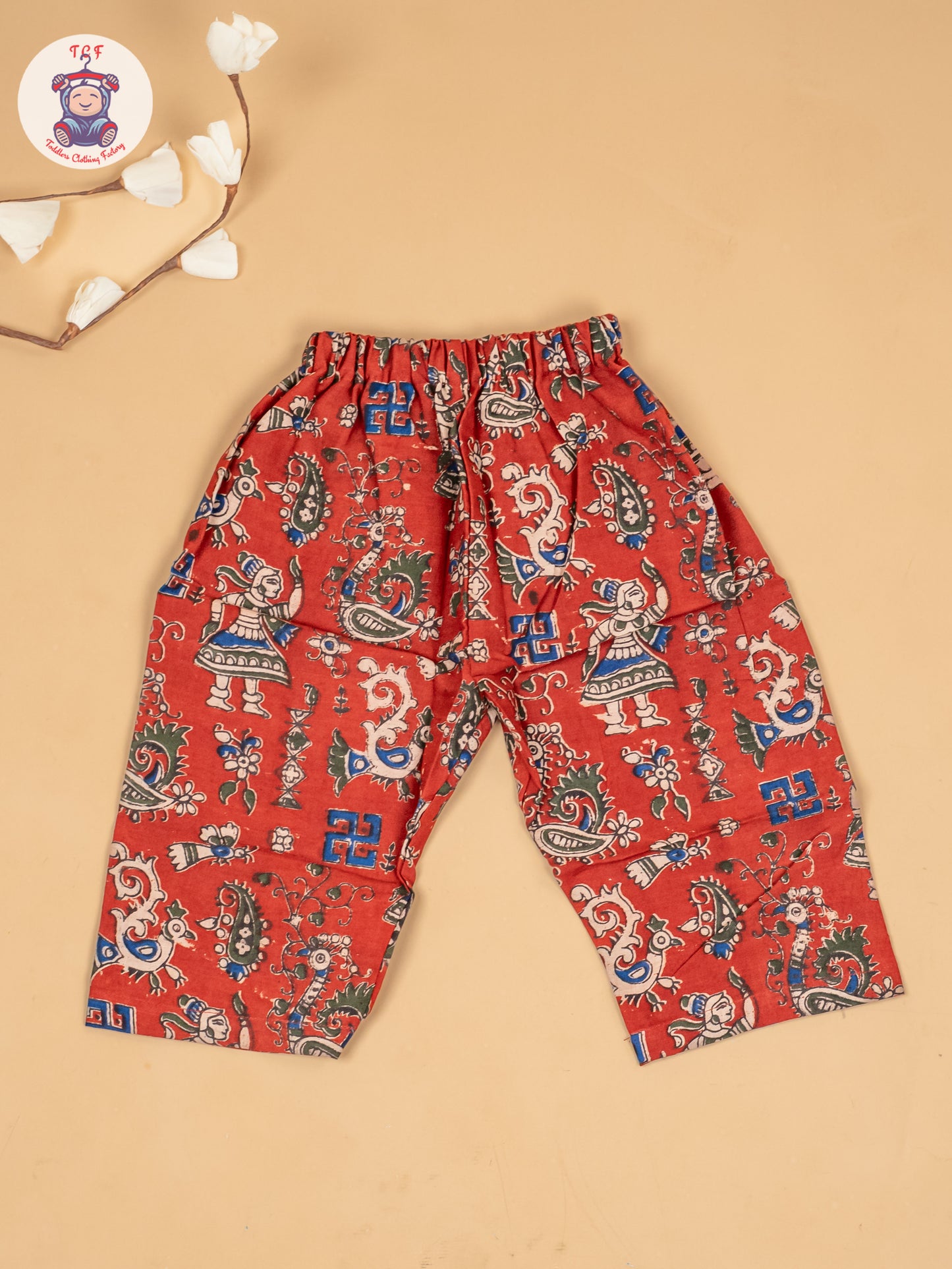 Maroon - Girls Ajrakh Printed Kalamkari Co-ords Sets