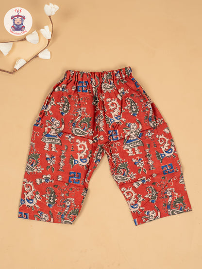 Maroon - Girls Ajrakh Printed Kalamkari Co-ords Sets