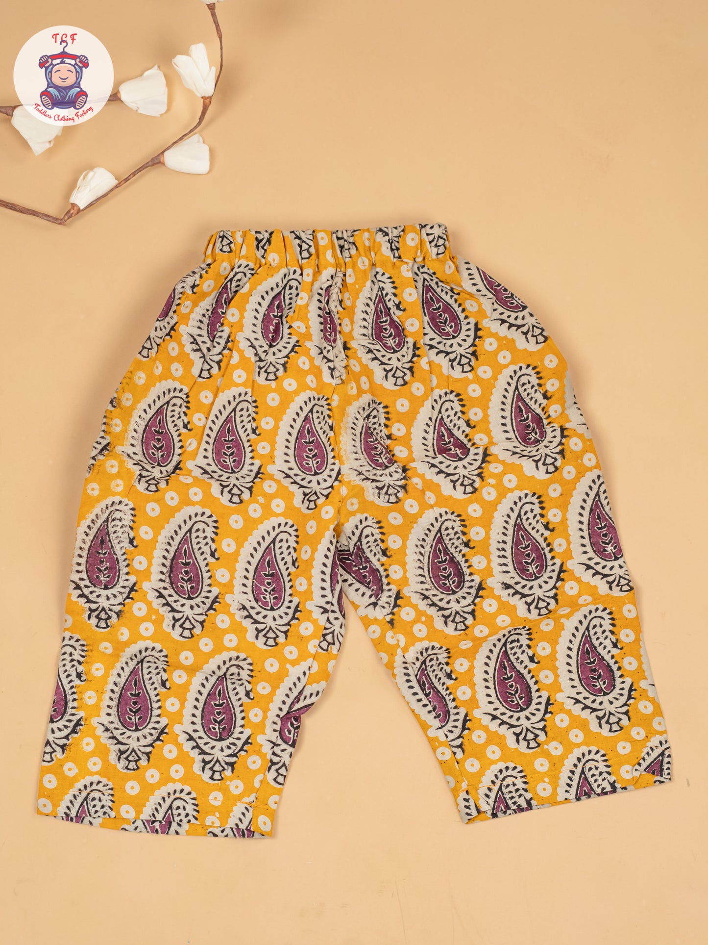 Yellow - Girls Ajrakh Printed Kalamkari Co-ords Sets
