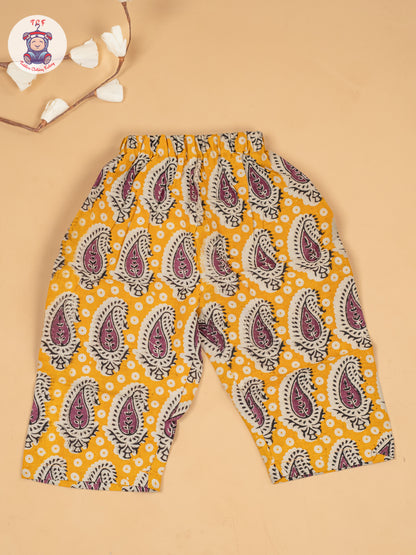 Yellow - Girls Ajrakh Printed Kalamkari Co-ords Sets