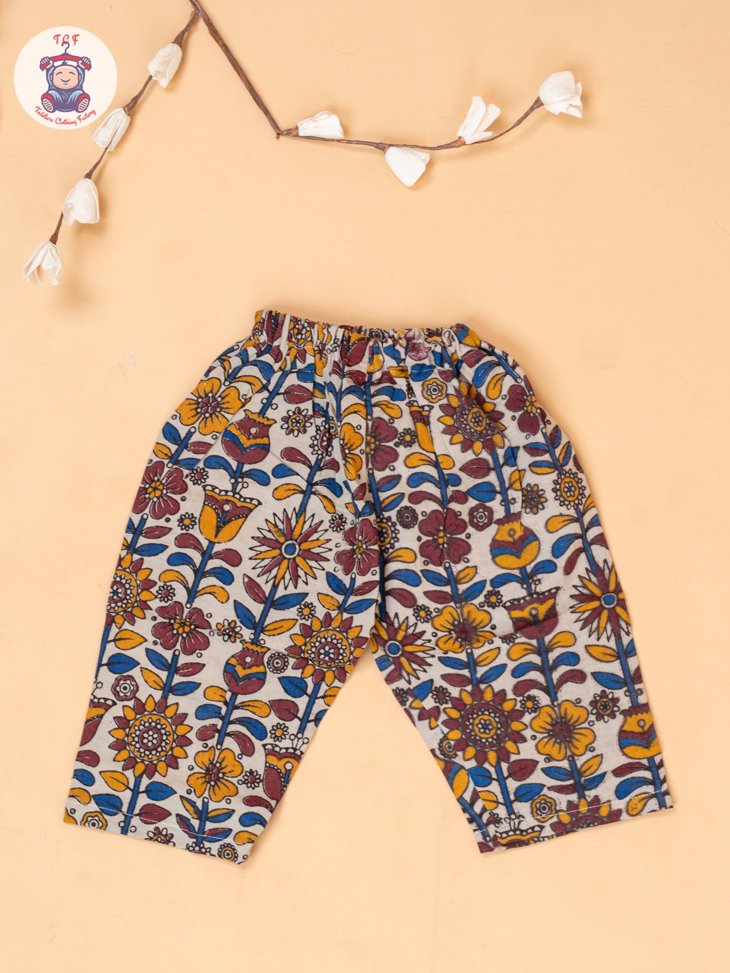 White - Girls Floral Printed Kalamkari Co-ords Sets