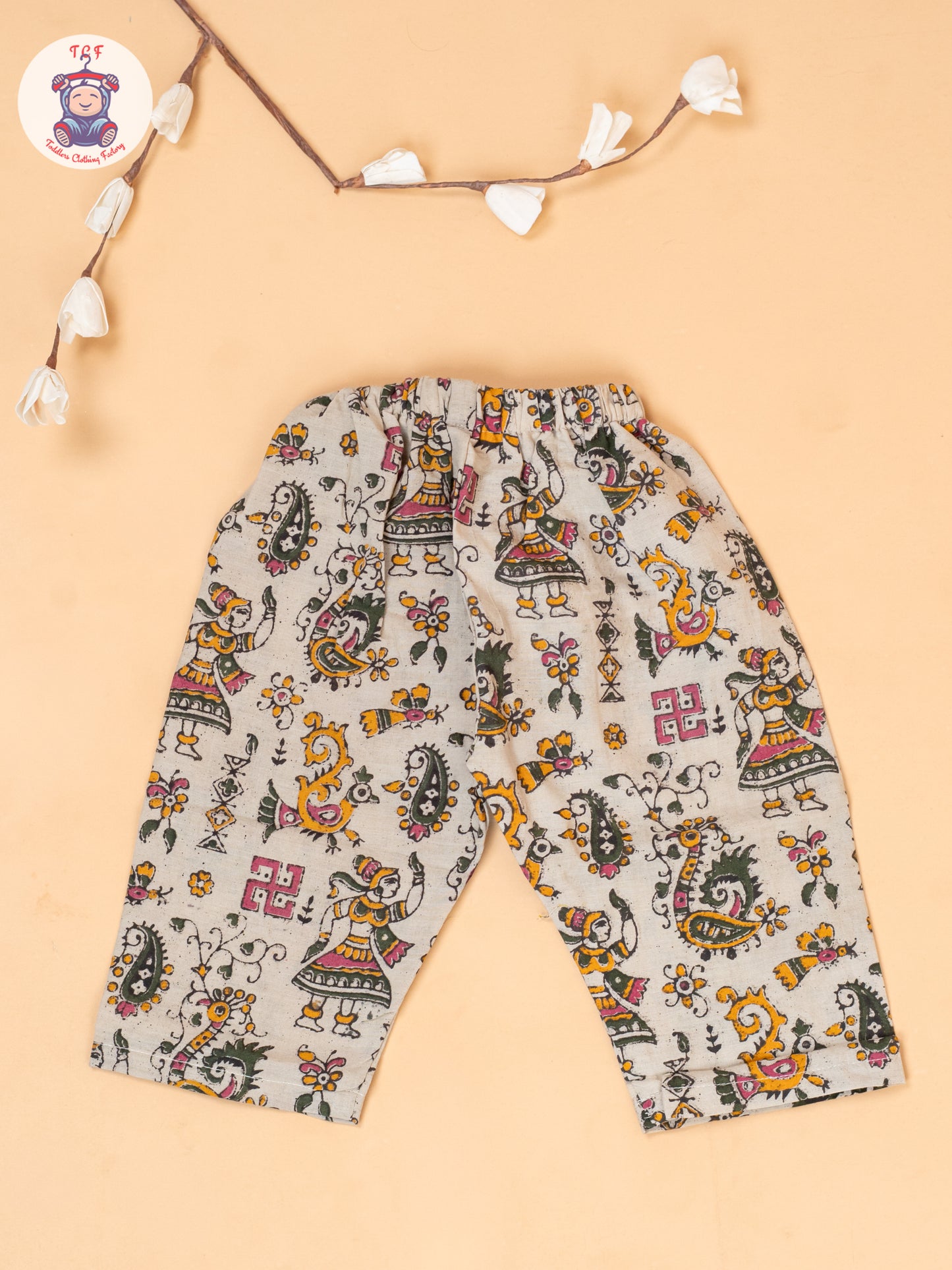Cream - Girls Printed Kalamkari Co-ords Sets