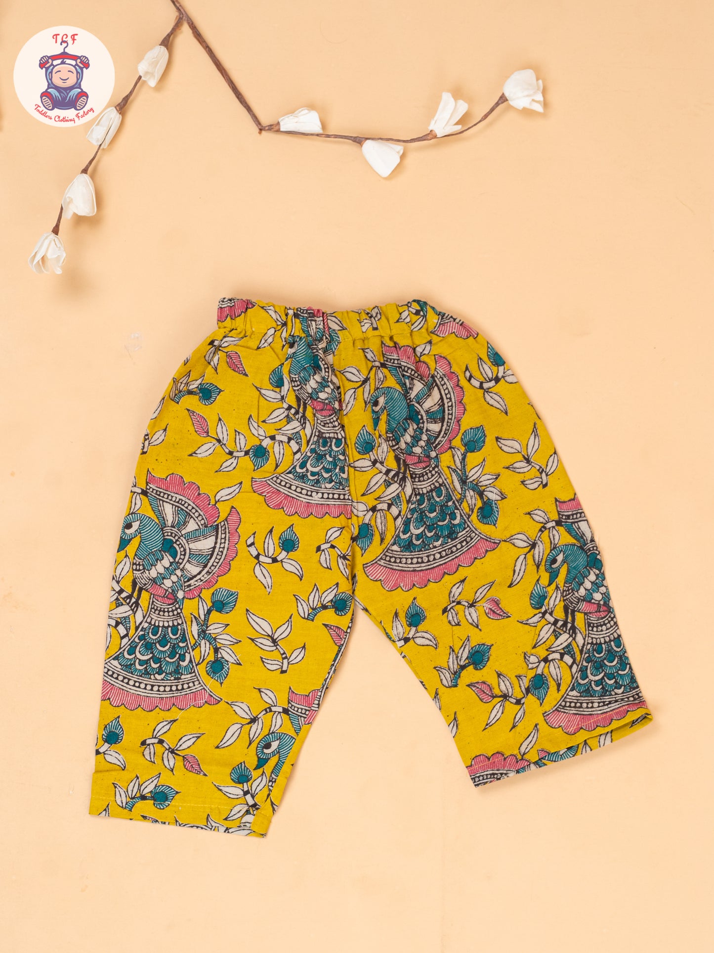 Mustard - Girls Floral Printed Kalamkari Co-ords Sets
