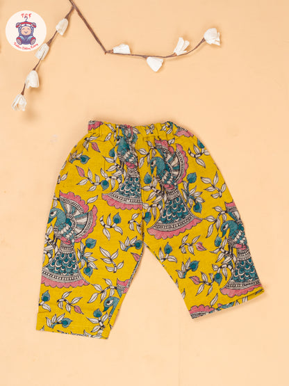 Mustard - Girls Floral Printed Kalamkari Co-ords Sets