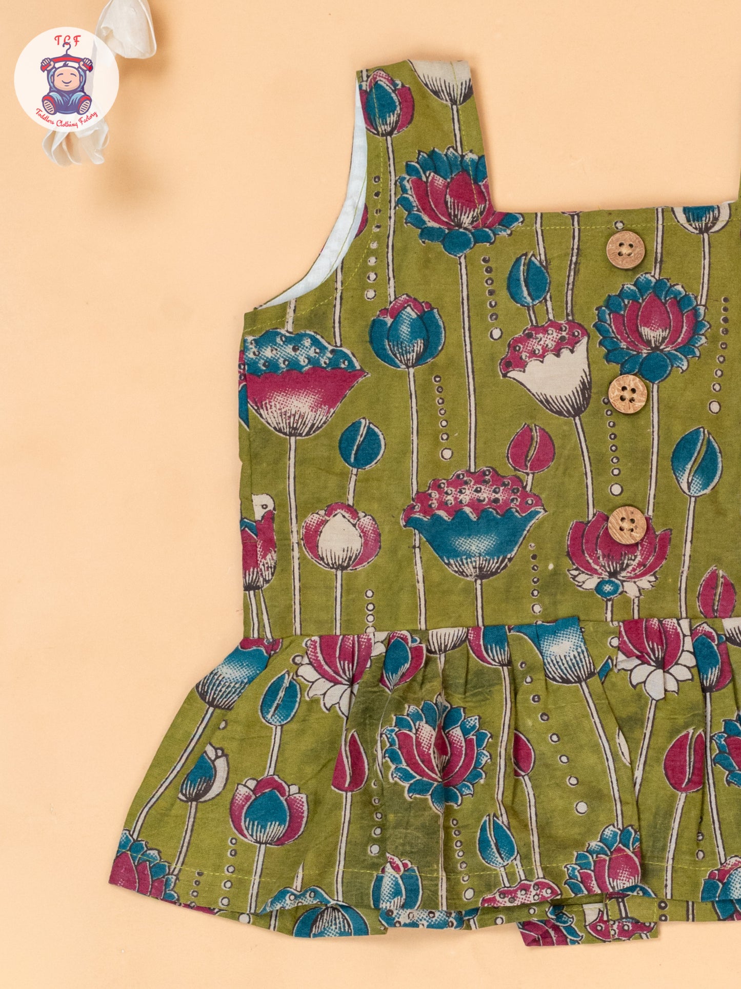 Mehandi Green - Girls Floral Printed Kalamkari Co-ords Sets