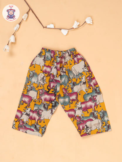 Orange - Girls Pichwai Printed Kalamkari Co-ords Sets