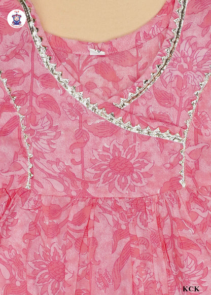 Cherry Pink - Floral Printed Kurti Set