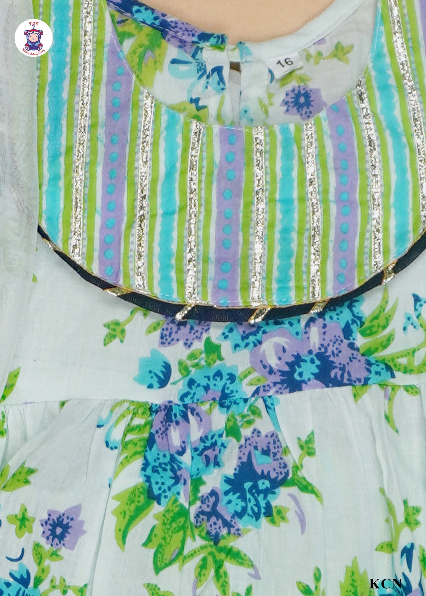 India Green & White - Floral Printed Umbrella Kurti Set with Dupatta