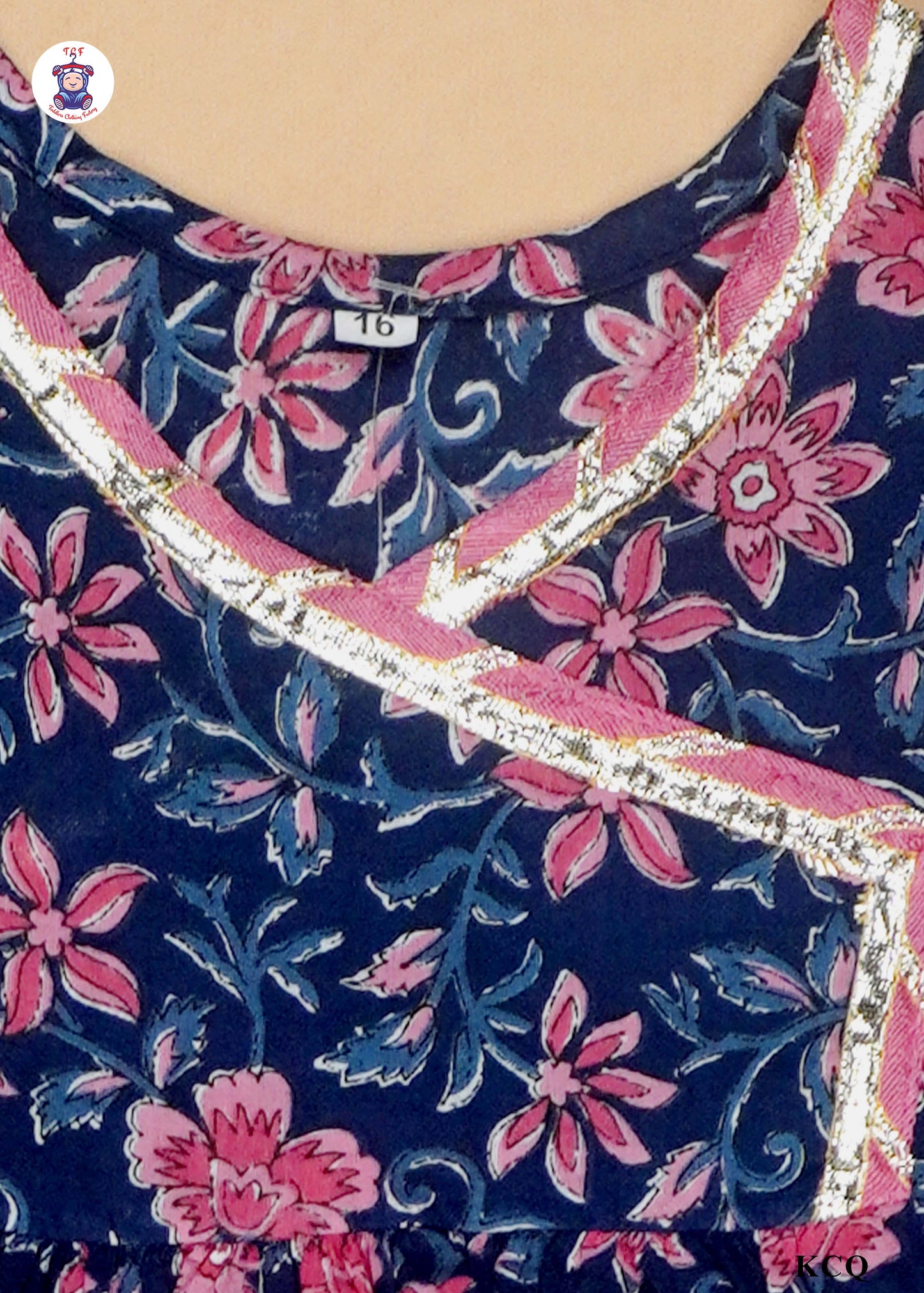 Royal Blue - Floral Printed A-Line Kurti Set