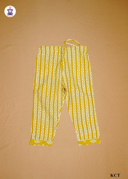 True Yellow - Printed Straight Kurti Set with Dupatta