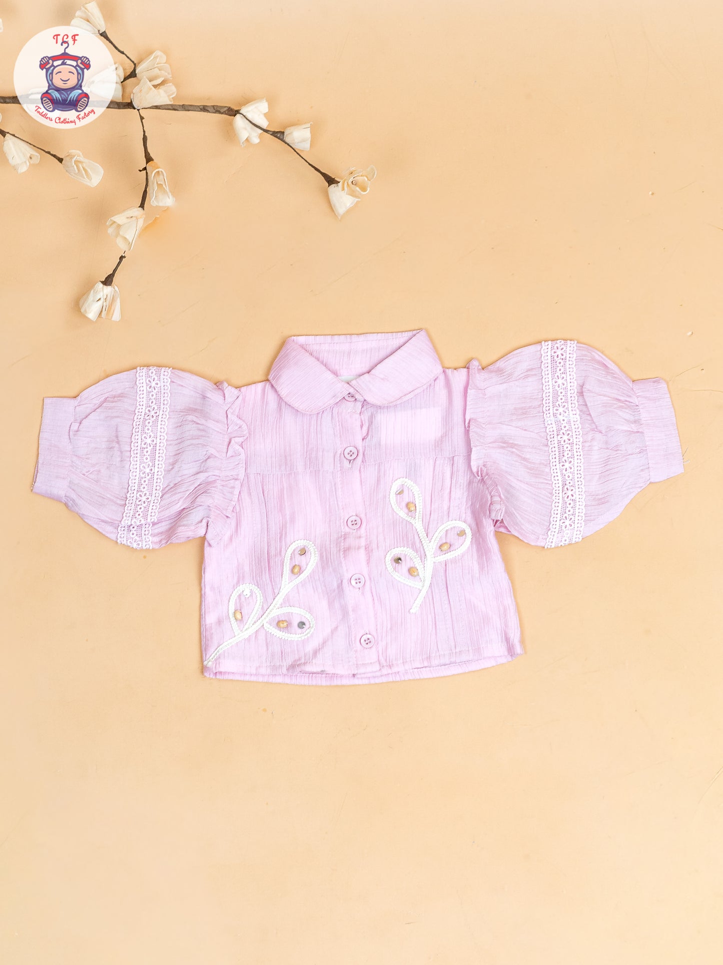 Baby Pink - Girls Embroidered Pant & Top
