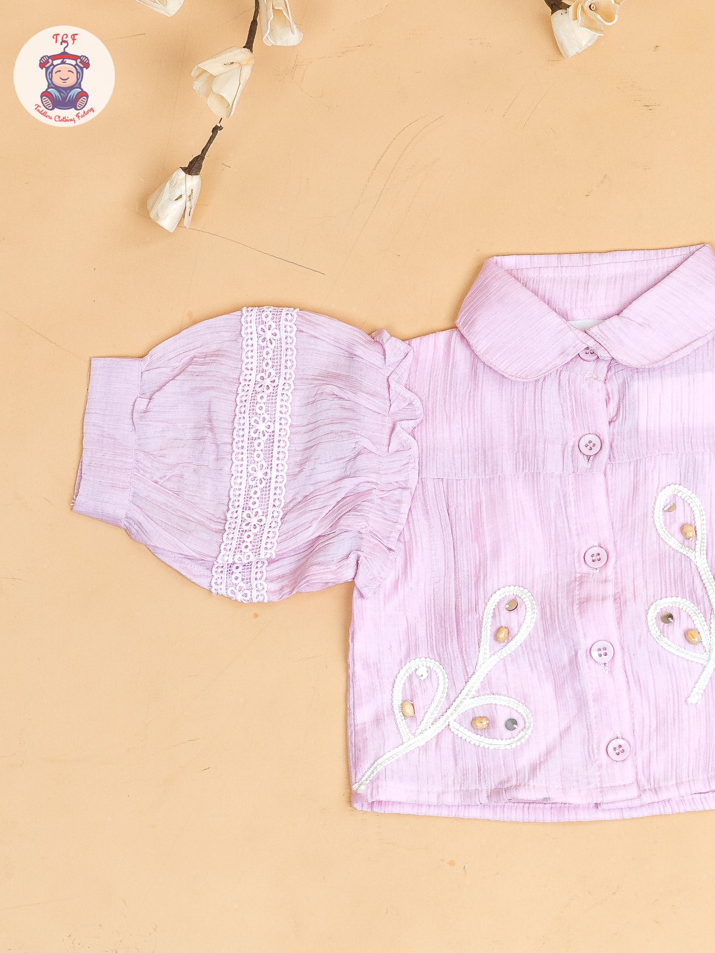 Baby Pink - Girls Embroidered Pant & Top
