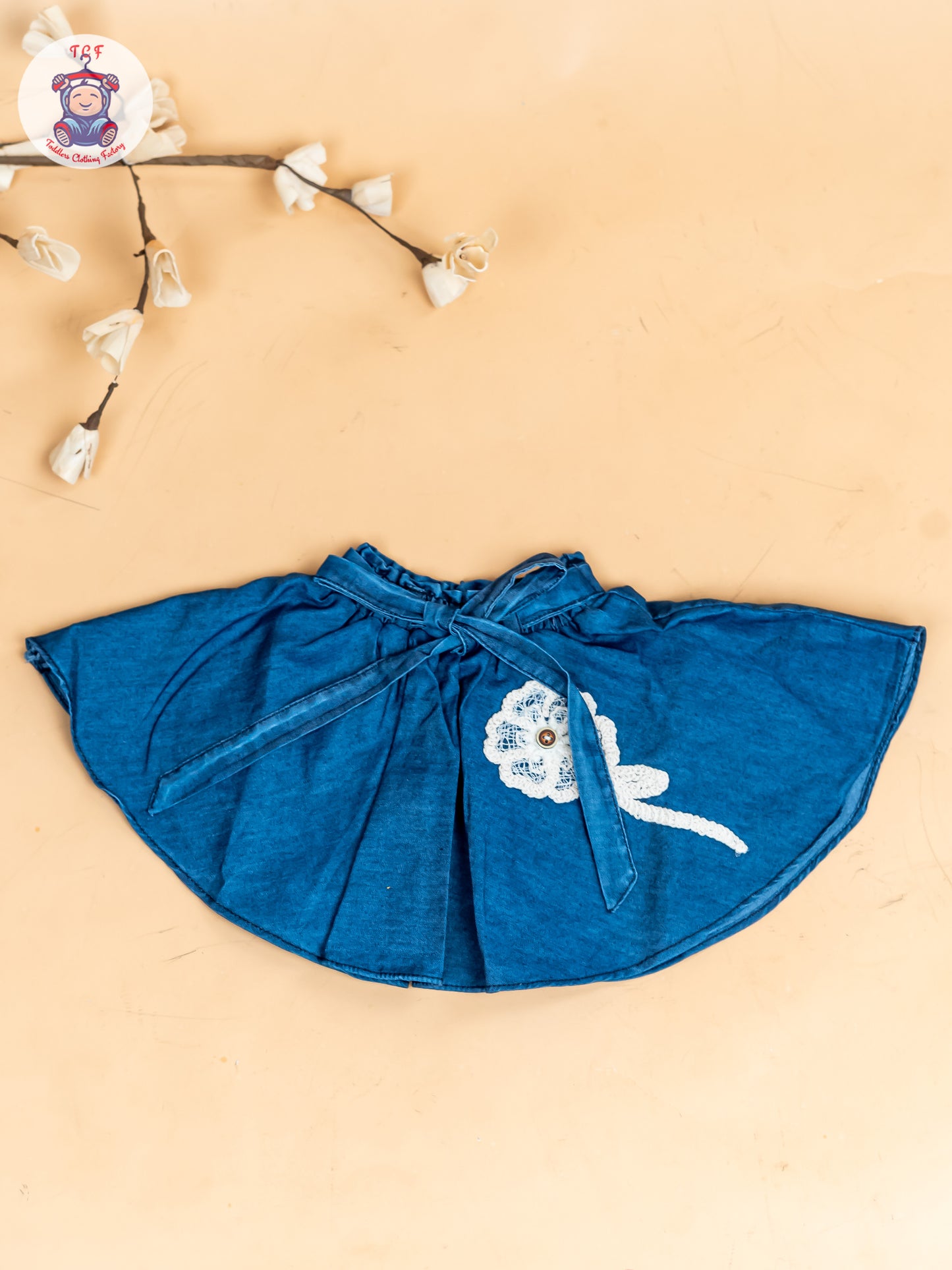 Denim Blue - Girls Crop Top & Skirt
