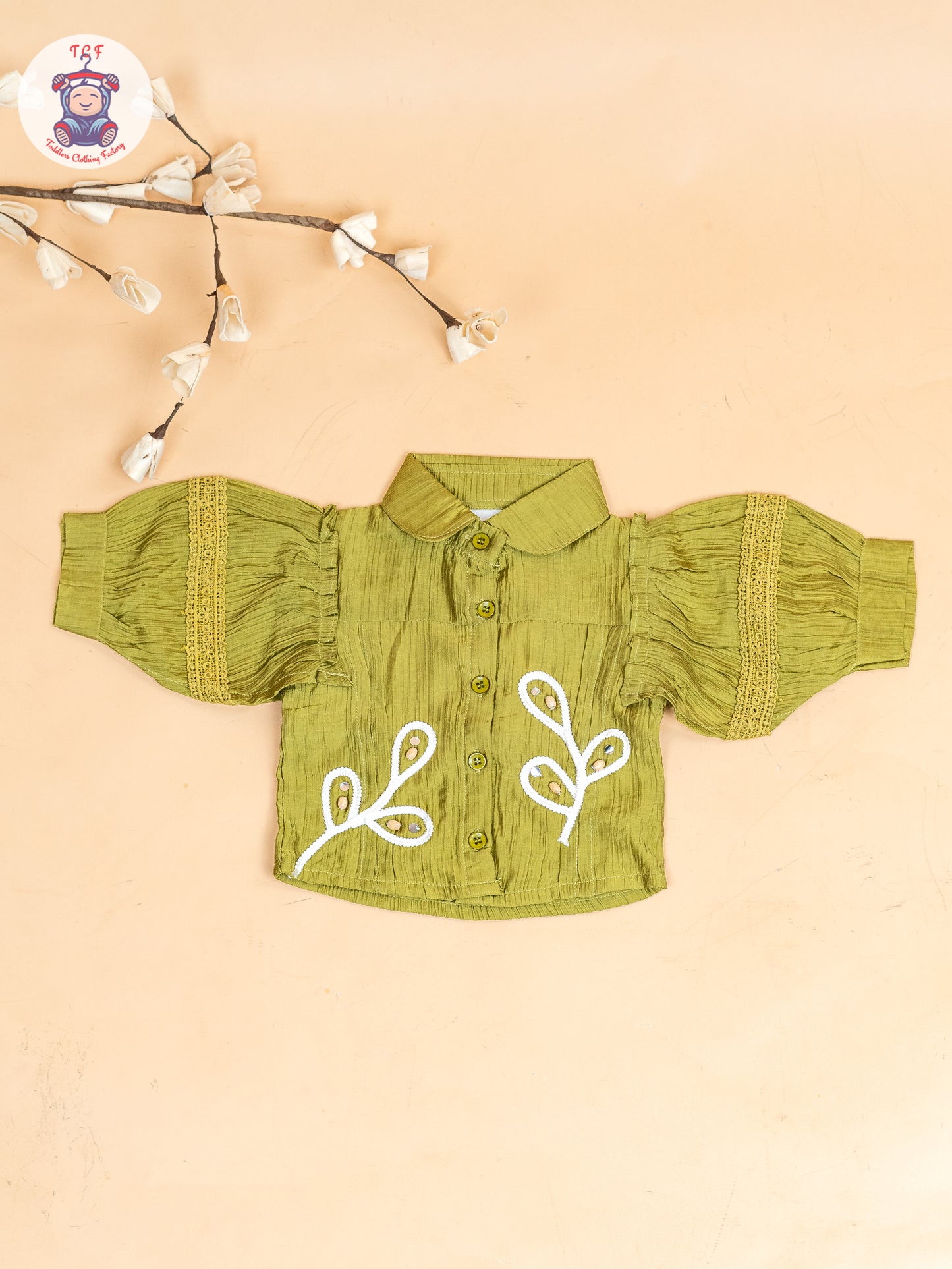 Mehandi Green - Girls Embroidered Pant & Top