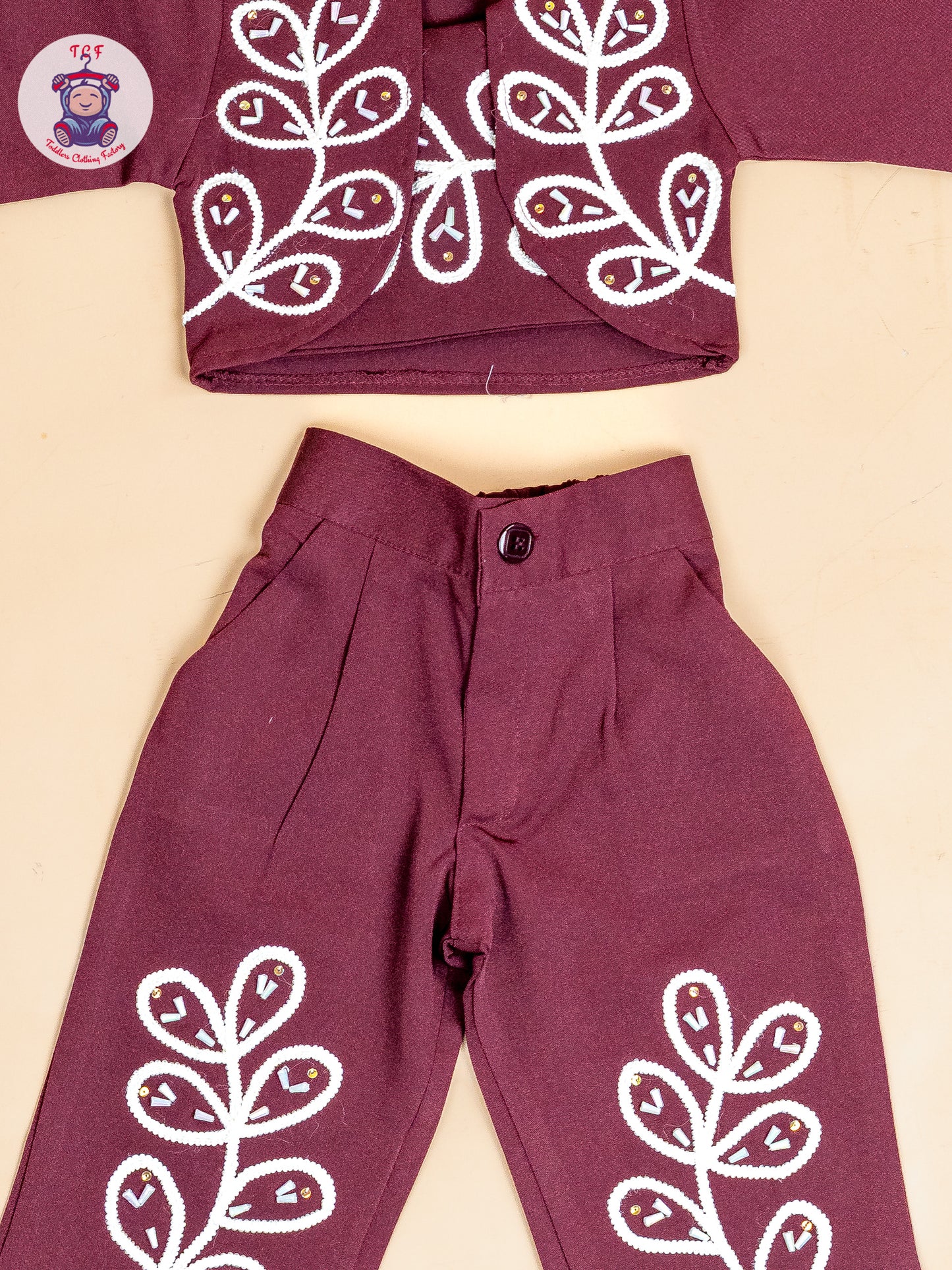Maroon - Girls Embroidered Pant & Top