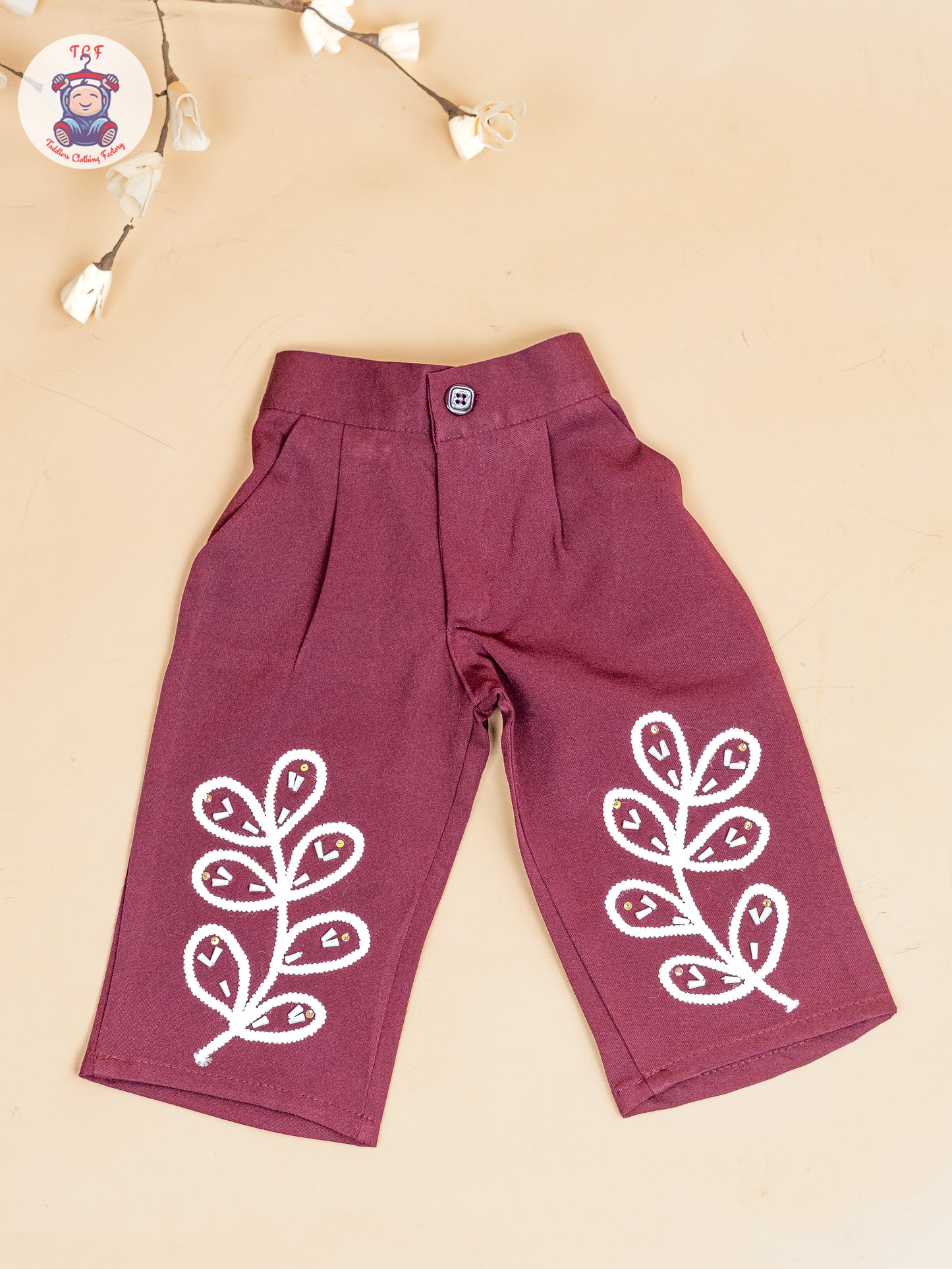 Maroon - Girls Embroidered Pant & Top