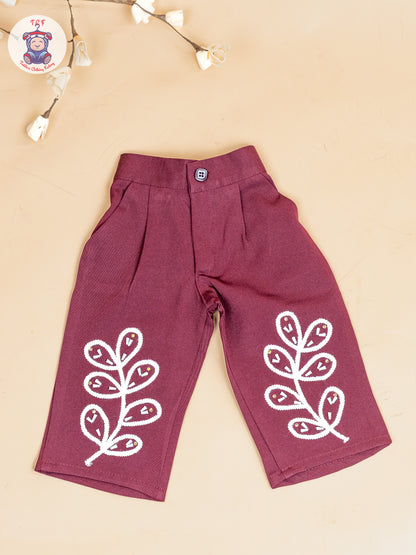 Maroon - Girls Embroidered Pant & Top