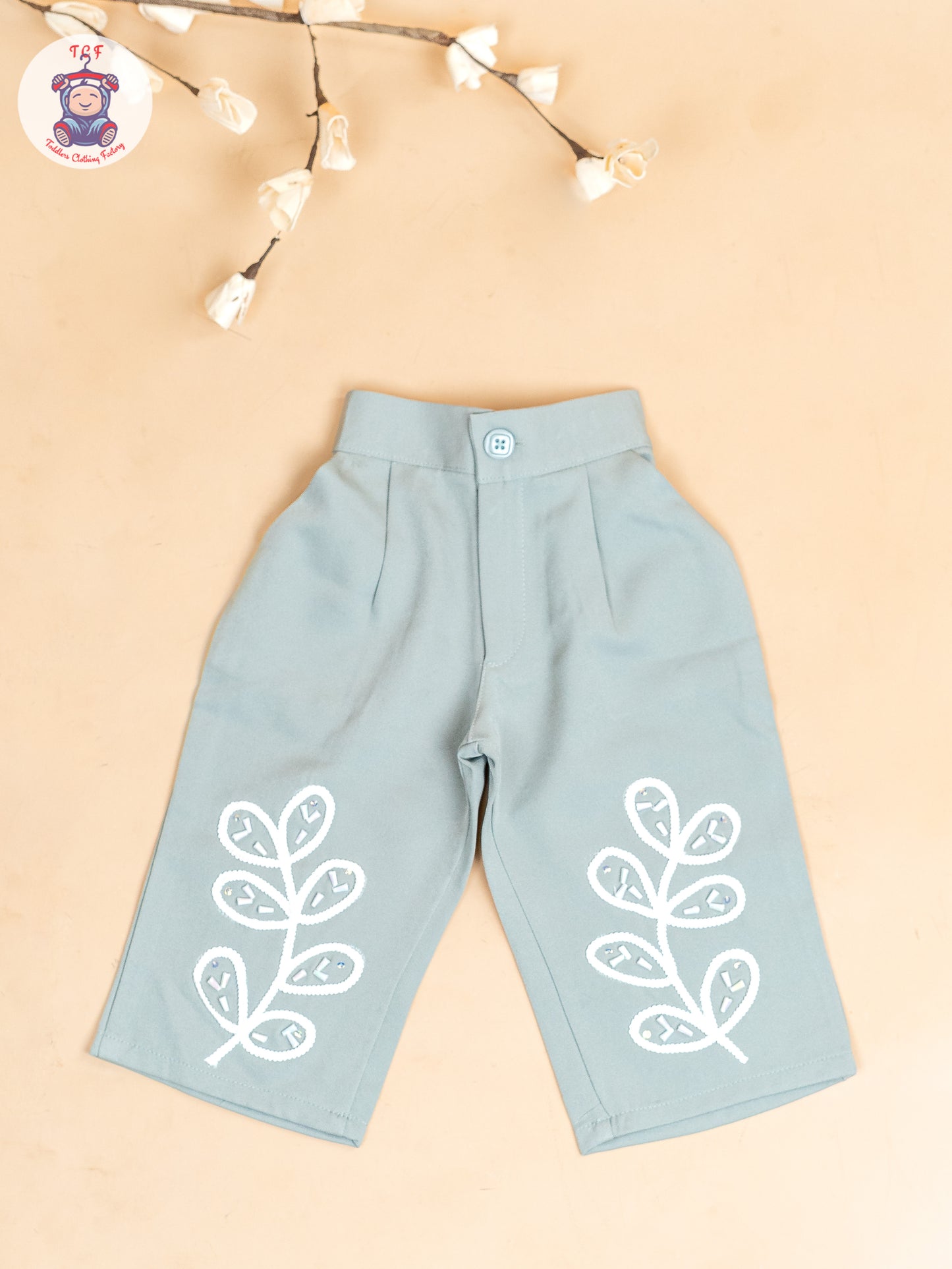 Light Green - Girls Embroidered Pant & Top