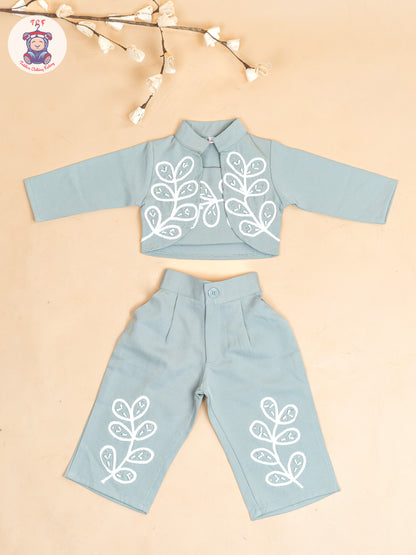 Light Green - Girls Embroidered Pant & Top