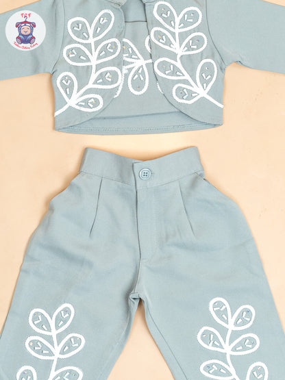 Light Green - Girls Embroidered Pant & Top