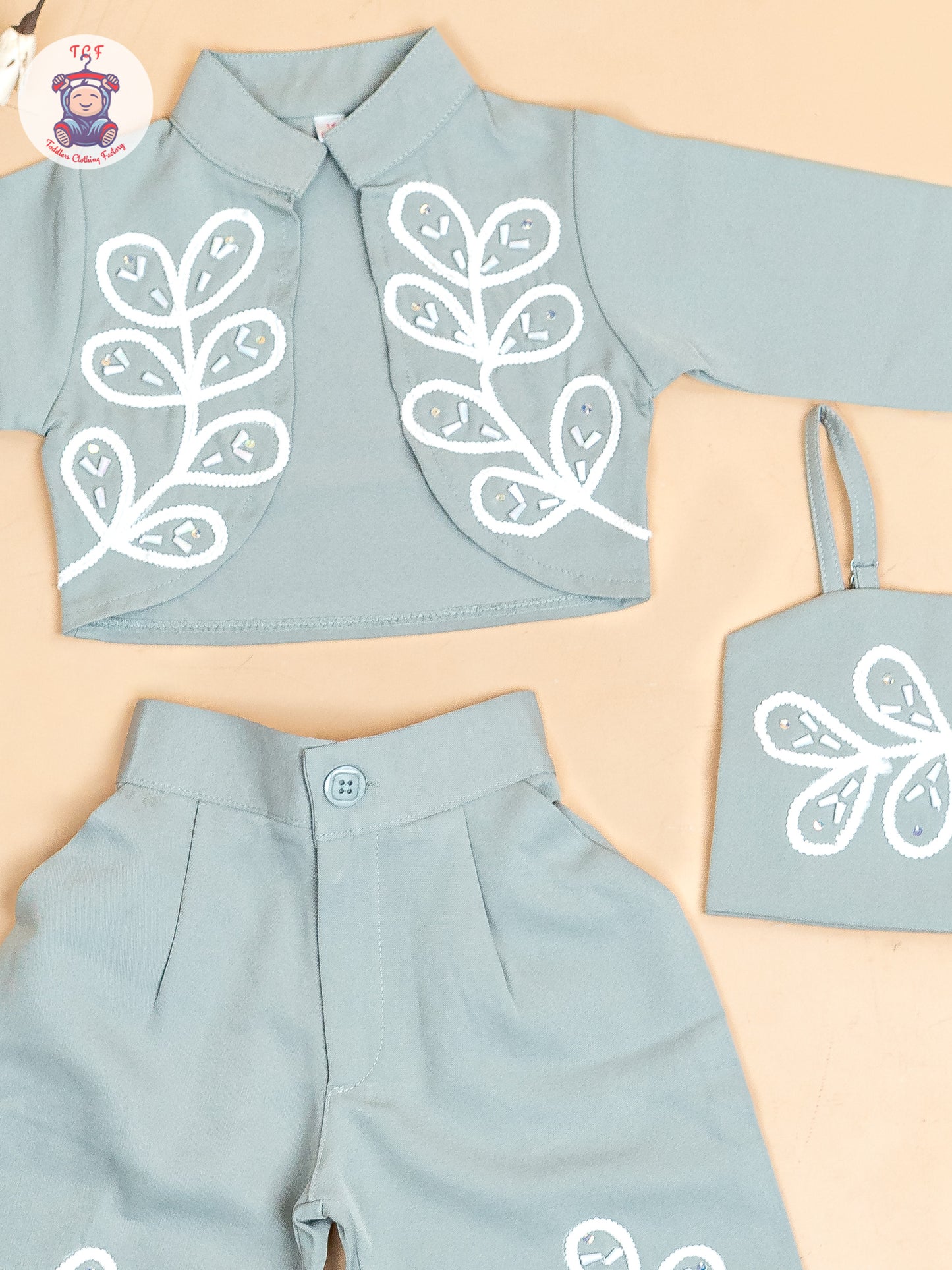 Light Green - Girls Embroidered Pant & Top