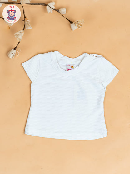White & Green - Girls Applique Dungaree With T-Shirt